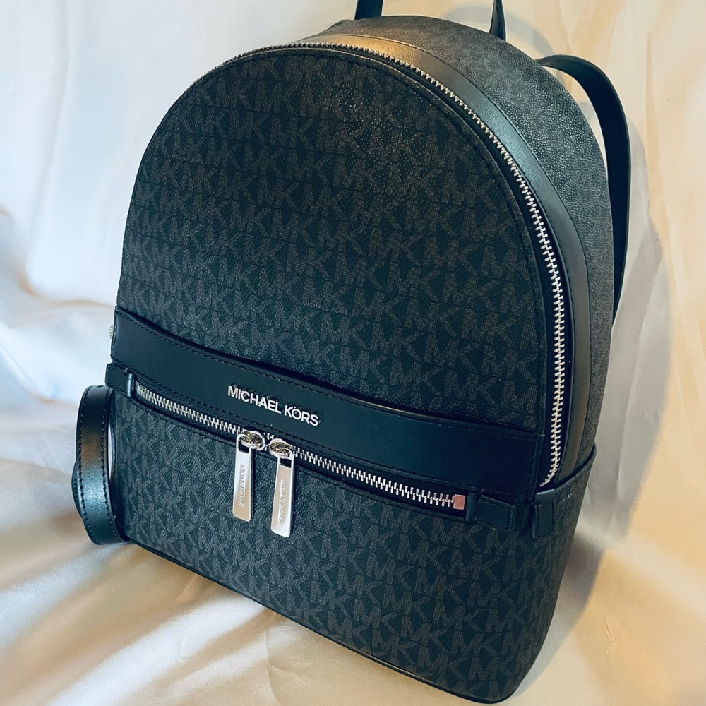 MK Michael Kors Authentic NEW Kenly Black Logo Backpack Medium